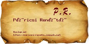 Páricsi Renátó névjegykártya